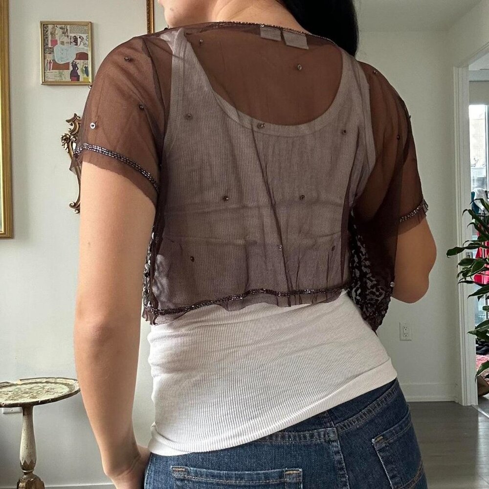 Indie Y2K Mesh Bolero w/ Sequins - Picture 4 of 5